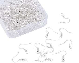 200 Earrings GIFT Box SILVER Plated Ear wire 18mm Fish Hooks Jewellery Making