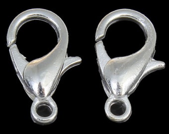 50 x Silver Plated 10mm/12mm/14mm Trigger LOBSTER CLASPS Claw