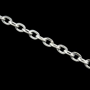5 Meters Silver Plated Flat Cable Link Chain, Heavy Duty (4mm x 3mm)