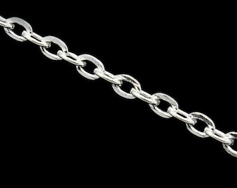 5 Metres Silver Plated FLAT CABLE Link Chain 3mm x 2mm Jewellery Making Crafts Heavy Duty