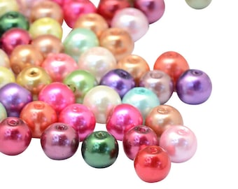Random Mix 4mm,6mm,8mm Glass Pearls Beads Choose Size Jewellery Making