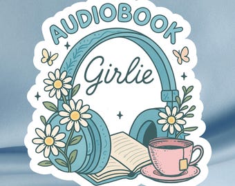 Cozy Audiobook Girlie Sticker: Bookish Vinyl Decal for Laptop, Water Bottle