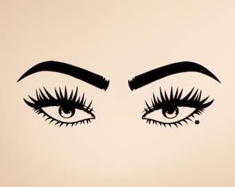Calcomanía de pestañas • Calcomanía de vinilo de ojos femeninos • Calcomanía de pestañas para ventana de automóvil • Decoración de salón de belleza • Calcomanía de maquilladora • Calcomanía de ojos atrevidos