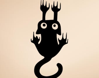 Calcomanía de vinilo de gato de ojos abiertos: calcomanía peculiar para auto o laptop.