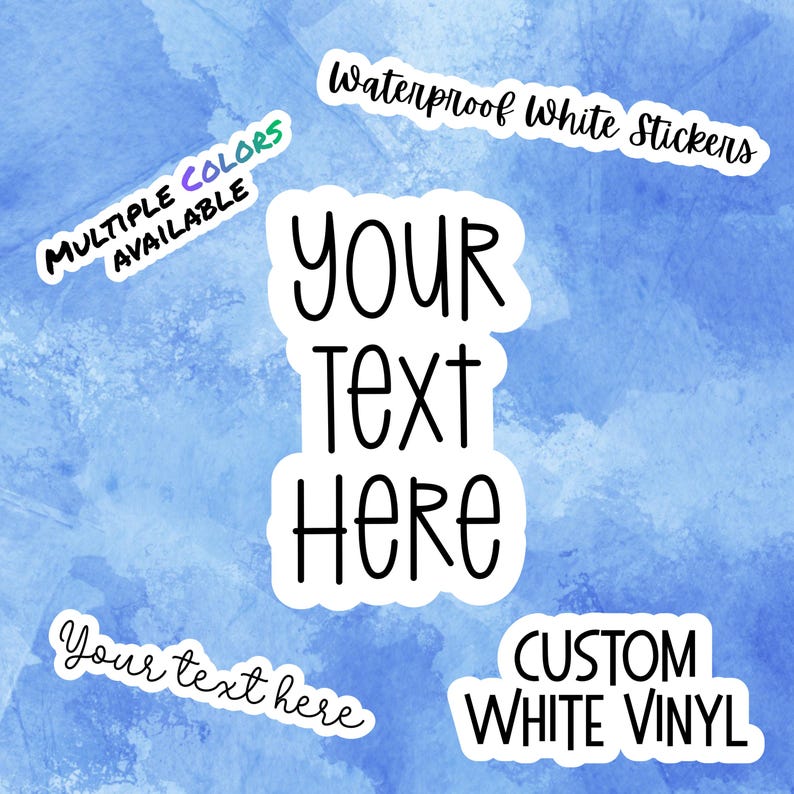 Personalized Stickers: Custom Text on White Vinyl - Waterproof - Etsy
