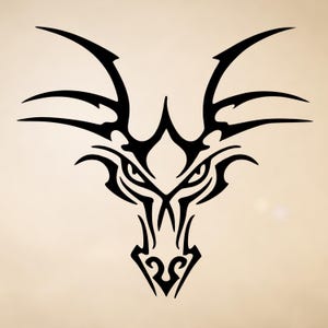 Tribal Dragon Head Decal | Gothic Fantasy Vinyl Decal for Car, Laptop, Notebooks, Tumblers, Kindle, Skateboards, Phones or Wall Art