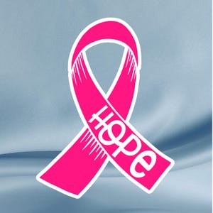 Pink Hope Ribbon Vinyl Decal: Breast Cancer Awareness Sticker