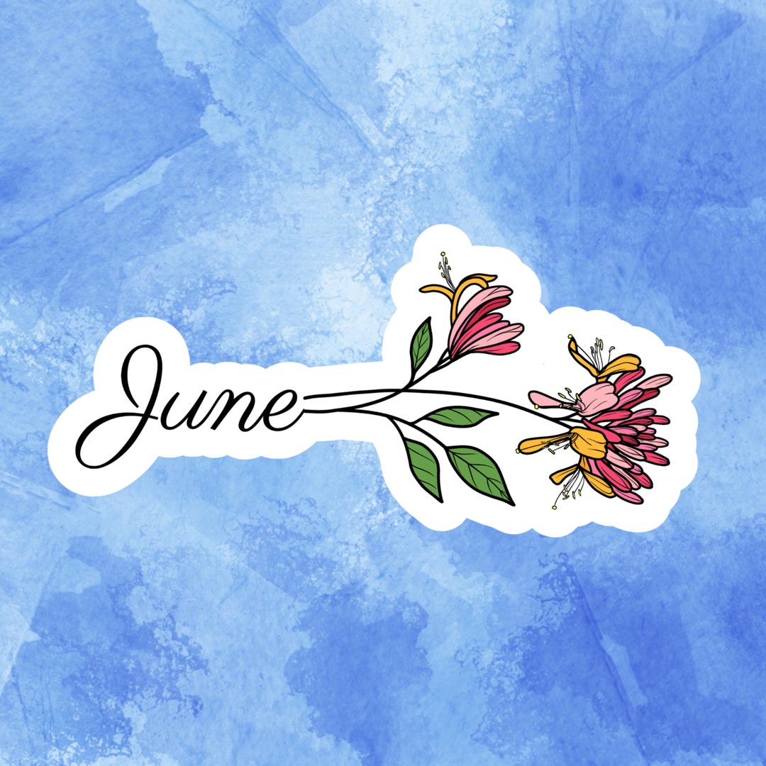June Sticker Design June Birth Flower Sticker • Honeysuckle or Rose Design - Etsy