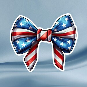 Patriotic Bow Sticker – American Flag Vinyl Decal for 4th of July, Laptops, Tumblers & Planners | USA Pride Red White Blue Sticker
