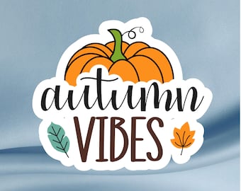 Autumn Vibes Pumpkin Sticker: Waterproof Fall Decor