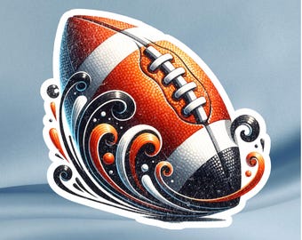 Watercolor Football Sticker: Weatherproof Vinyl Decal for Laptop, Water Bottle
