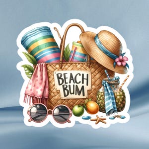 Beach Bum Sticker: Tropical Beach Life, Laptop Decal