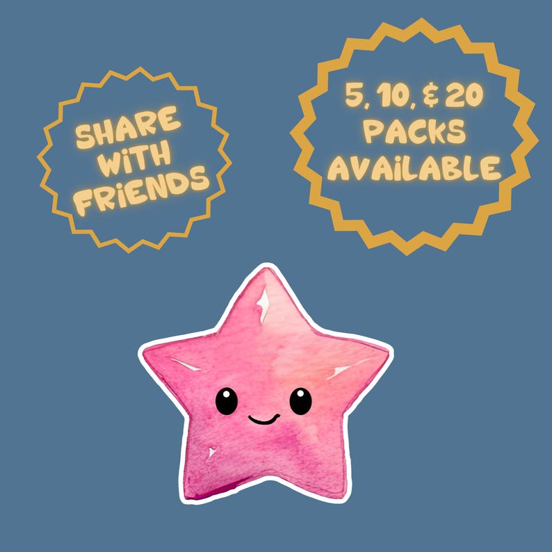 Kawaii Pink Star Sticker – Smiling Face Vinyl Decal - Etsy