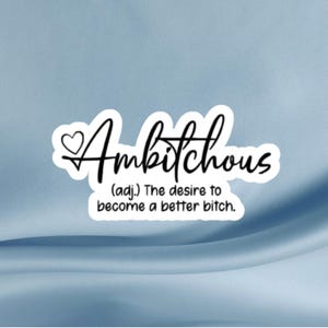 Ambitchous Snarky Sticker for Laptops. Tumblers, Journals, Planners, Kindles and more - Funny Sarcastic Stickers