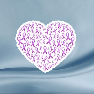 Alzheimer&#39;s Awareness Ribbon Heart Sticker, Advocate Stickers for Journals, Laptops, Water Bottles, Tumblers, Planners, Notebooks, Kindles