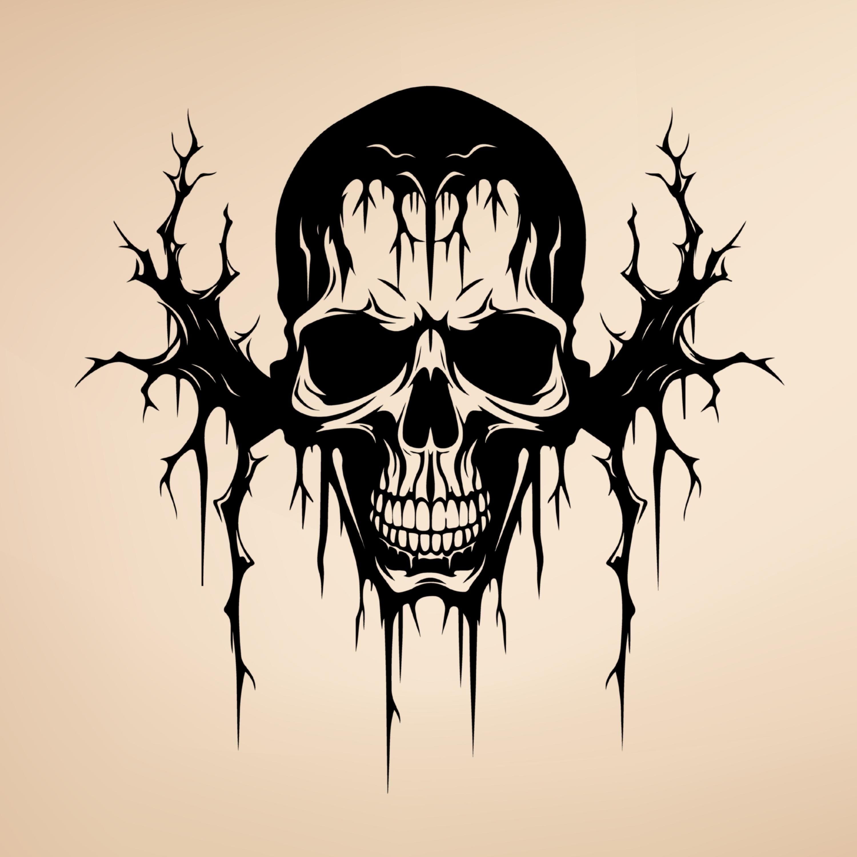 Branched Skull Vinyl Decal – Gothic Horror Skeleton Art Sticker - Etsy