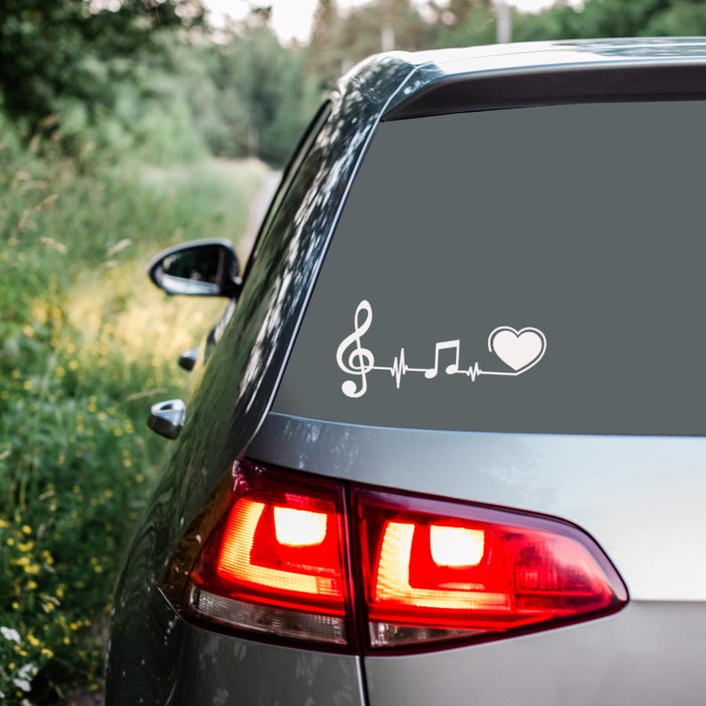 Heartbeat Music Vinyl Decal - - Laptop, Car, Water Bottle Decals - Etsy
