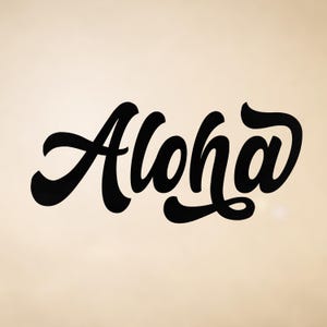 Aloha Script Vinyl Decal: Tropical Car, Laptop, Water Bottle Sticker