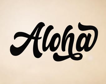 Vinylsticker Aloha-script: tropische auto, laptop, sticker waterfles