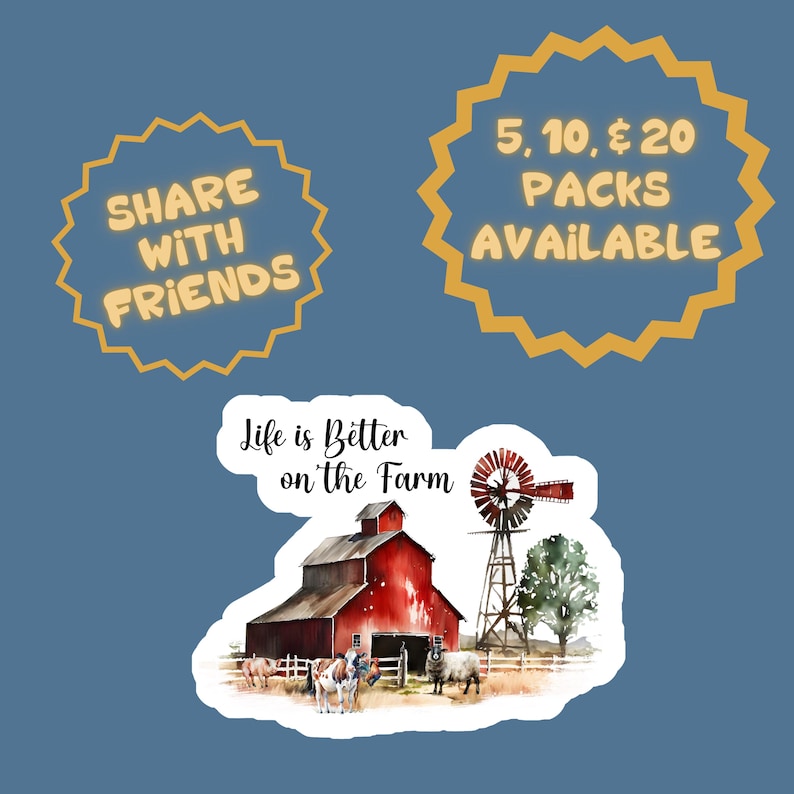 Farm Life Sticker – Rustic Red Barn, Windmill, Animals Vinyl Decal ...