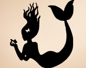 Adhesivo de vinilo con silueta de sirena – Resistente a la intemperie para amantes del océano