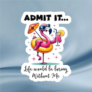 Sassy Flamingo Pool Float Sticker: Waterproof Vinyl Decal