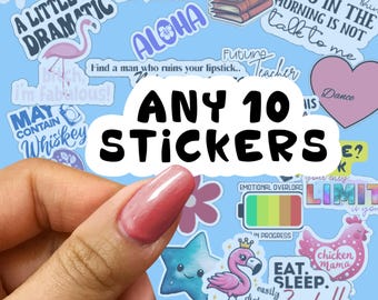 10 Glossy Vinyl Stickers – Laptop, Journal, Water Bottle Decals