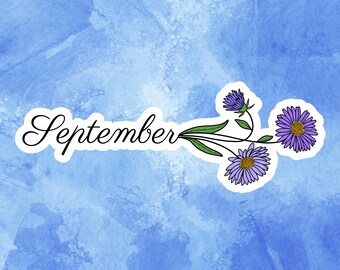 September Birth Flower Sticker • Aster or Morning Glory Design