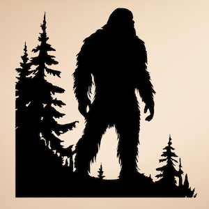 Bigfoot Forest Vinyl Decal – Sasquatch Silhouette, Car, Laptop, Camper
