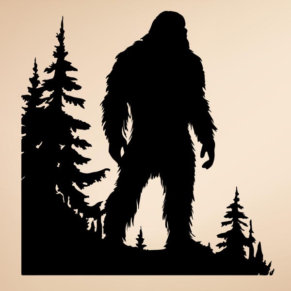 Bigfoot Forest Vinyl Decal – Sasquatch Silhouette, Car, Laptop, Camper