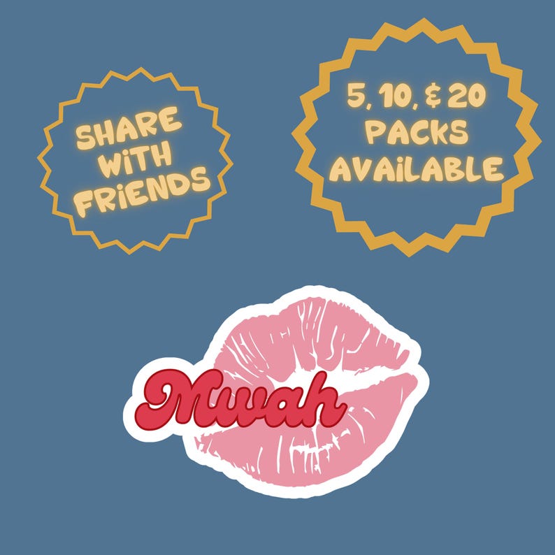 Muwah Mwah Lips Sticker – Retro Kiss Mark Vinyl Decal - Etsy