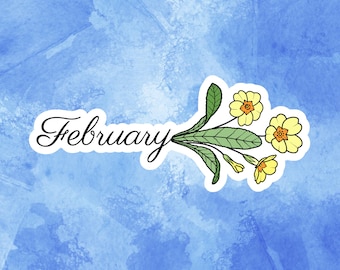 February Birth Flower Sticker • Glossy Vinyl Primrose or Violet