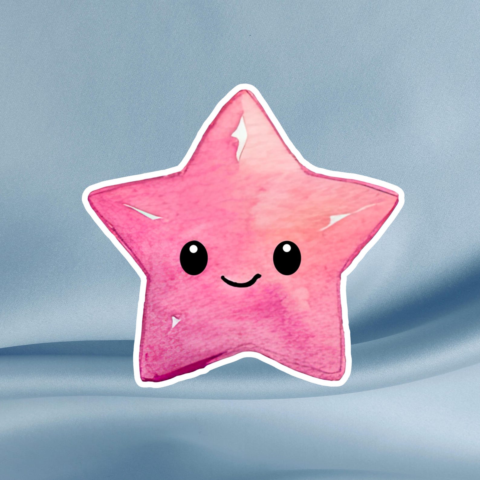 Kawaii Pink Star Sticker – Smiling Face Vinyl Decal - Etsy