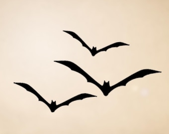 Sticker Flying Bats Silhouette: gotische vinylsticker voor laptop, auto en beker