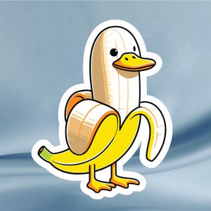 Pegatina de pato banana: divertida pegatina de dibujos animados, pegatinas kawaii para diarios, portátiles, botellas de agua, vasos, cuadernos, Kindles y teléfonos.