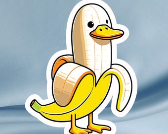 Banana Duck Sticker: Funny Glossy Vinyl Decal