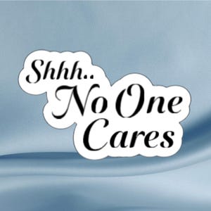 Shhh.. No One Cares Sticker, Funny Sticker, Sarcastic Stickers for Laptops, Tumblers, Notebooks, Water Bottles, Journals, Mugs, Kindle
