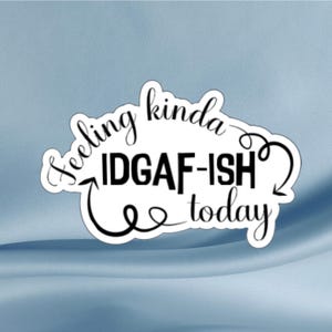Feeling Kinda IDGAF-ish Today Sticker, Funny Stickers, Sarcastic Stickers for Laptops, Tumblers, Notebooks, Kindle, Water Bottles, Journals