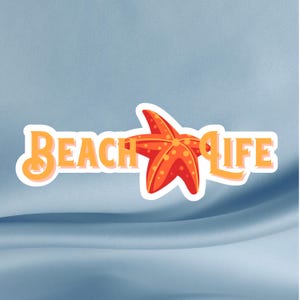 Beach Life Starfish Sticker: Waterproof Vinyl Decal for Laptop, Water Bottle