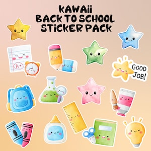 Kawaii Back to School Sticker Pack – Cute School Themed Stickers & Star Faces for Teachers, Notebooks, Planners, Journals, or Laptops