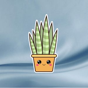 Pegatinas lindas de planta serpiente kawaii, pegatina de planta con lengua de suegra kawaii para diarios, portátiles, botellas de agua, agendas, teléfonos y cuadernos.