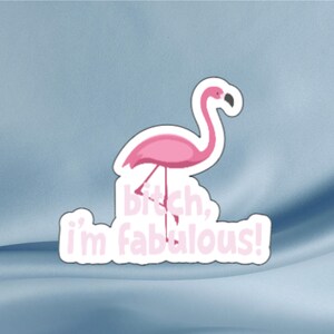 Sassy Flamingo Sticker: Waterproof Vinyl Decal for Laptop, Water Bottle