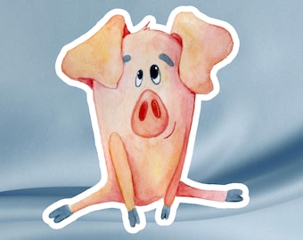 Watercolor Piglet Sticker: Whimsical Farmhouse Vinyl Decal