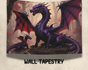 荘厳な紫のドラゴンのタペストリー：ファンタジーゴシックホームデコレーション（80インチ x 68インチ）