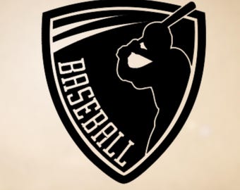 Baseball Decal: Classic Shield Design - Laptop, Car, Water Bottle Decals