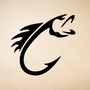 Fish In Hook Silhouette Decal - Fishing Vinyl Decal, Decal for Car Windows, Truck, Laptop Decals, Notebooks, Phones, Tumblers, Journals