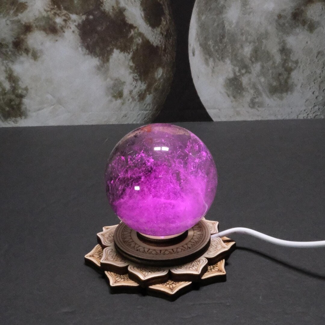 Wooden Lotus Flower USB Rainbow Light Sphere Stand (small) - Etsy