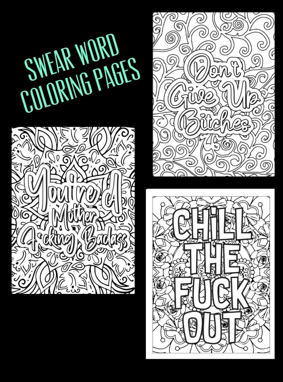 A Swear Word Coloring Book for Adults: Adult Cuss Word Coloring Book Swear  Word and Curse Word Coloring Pages for Adults Digital Download 