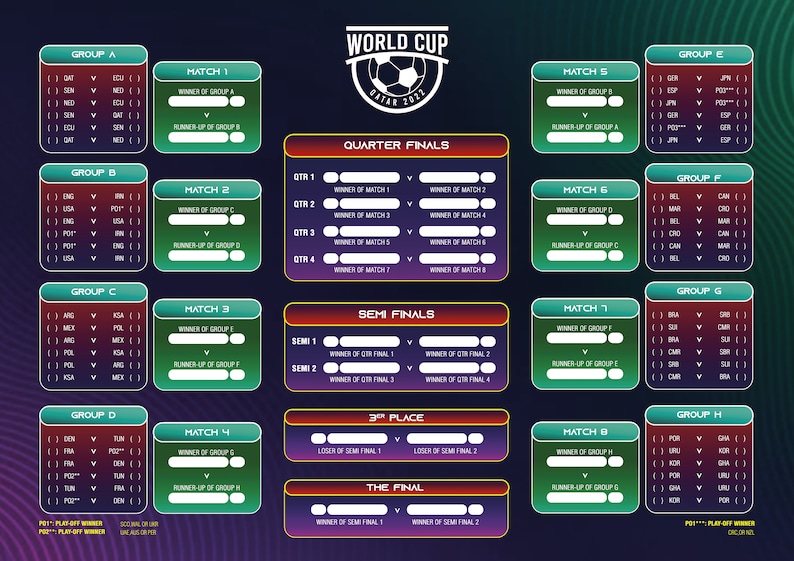 FIFA World Cup Qatar 2022 Printable Fixture World Cup Wall Etsy UK