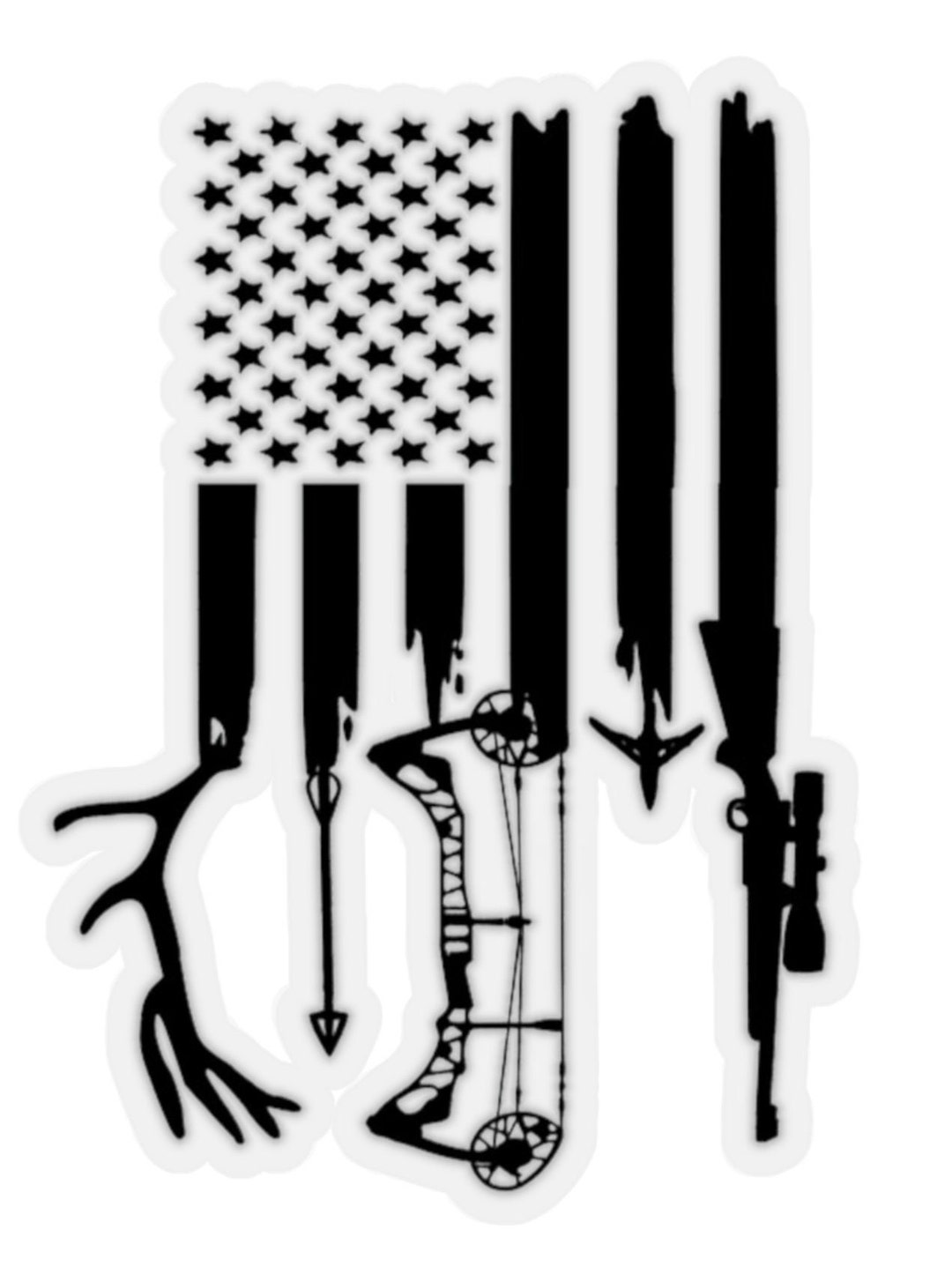 Bow Hunter American Flag Kisscut Sticker Bow Hunter Decal Gift Bow and